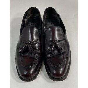 French Shriner Dark Burgundy Leather Tassel Loafer Shoes Men's 10B